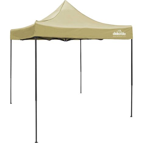 Dellonda DG126 Premium 2x2m Pop-Up Gazebo, Heavy Duty, PVC Coated, Water Resistant Fabric, Supplied with Carry Bag, Rope, Stakes & Weight Bags - Beige Canopy (1/5)