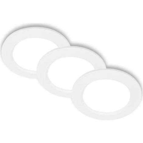 BRILONER - Set de 3 spots LED encastrables 230V plats, lumière blanche neutre, 6W 660lm IP20, spot encastrable, spots LED, spot encastrable extra plat, 12x2,8 cm, blanc (1/5)