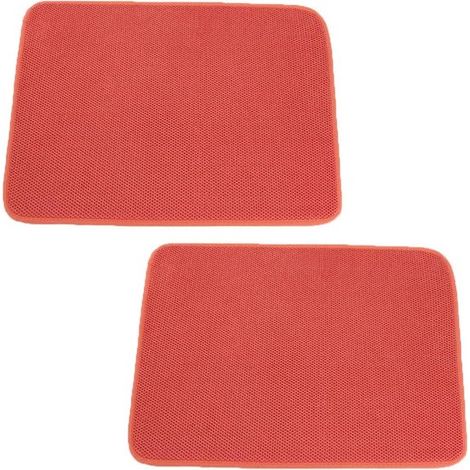 Tapis d'égouttage - Lot de 2 - Tapis de bar - Microfibre - Tapis de plan de travail - Tapis pour la vaisselle - 40 x 30 cm - Rouge (1/5)
