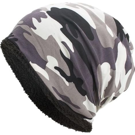 Gorra de algodón con estampado de camuflaje y forro de terciopelo para hombre y mujer, ideal para usar al aire libre en climas fríos. (1/5)