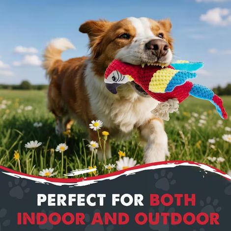 1 jouet pour chien couineur, jouet interactif perroquet pour chiens pour lutter contre l'ennui, jouet pour chiot avec couineur, queue froissée et pattes en corde, jouet pour chiens en forme d'oiseau p