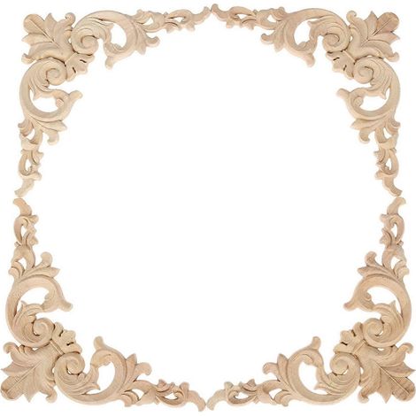 4 Coins Ornement Bois Sculpté Moulure Angle Applique Décor Meuble Maison (1/5)