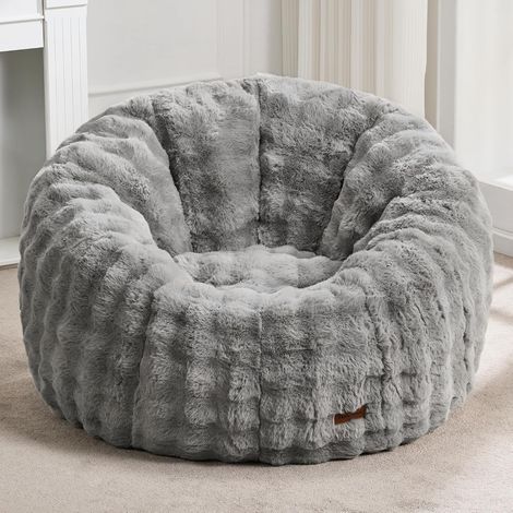 Pouf poire surdimensionné en forme de beignet avec design spacieux pour adultes, pour salon, chambre à coucher ou coin lecture (gris bulle) (1/5)