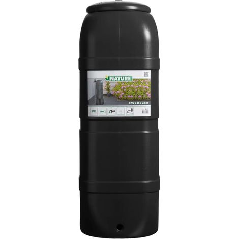Récupérateur d'eau de pluie colonne 100 litres – Couvercle à clipser – Robinet inclus – Dimensions 32 x 36 cm – Hauteur 96 cm – Nature