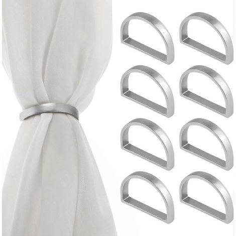 Lot de 8 ronds de serviette argentés, élégants ronds de serviette décoratifs en métal. (1/5)