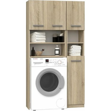 Waschmaschinenschrank MARPOL DK Sonoma 96x183x30 cm Badschrank (1/5)