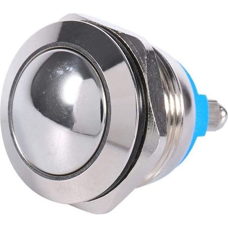 Interrupteur À Bouton-Poussoir Métallique 12 V - Étanche IP67 - Diamètre 19 Mm - Fonction Momentanée - 1 Pièce (1/5)