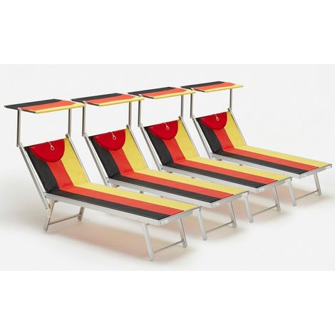 4er Set professionelle Liegestühle Strandliegen Sonnenliegen aus Aluminium für den Strand Santorini Europe - Deutschland