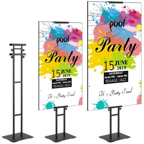 Posterständer, höhenverstellbar bis zu 190,5 cm, doppelseitiger, robuster Sockel-Schilderhalter, bodenstehender Schilderhalter, Bannerständer mit stoßdämpfender Basis zur Präsentation, für Tafel (1/5)