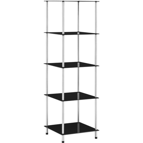 5-Tier Shelf Black 40x40x130 cm Tempered Glass vidaXL