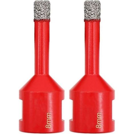 Forets Diamant 2 Pièces 8mm Trépans de Forage avec Filetage M14 pour Perçage à sec en Porcelaine Carrelage Granit Marbre (1/4)
