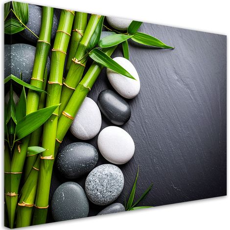 Tableau déco Pierres Zen Bambou 90x60 (1/4)