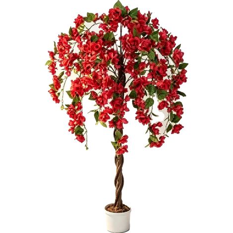 Buganvilla artificial, diseño realista, sin mantenimiento, roja, 120 cm (1/2)