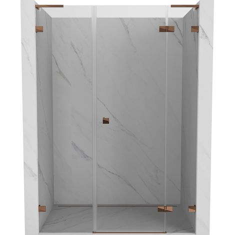 Mexen Lunar L puerta de ducha abatible derecha 150 cm, transparente, oro rosa - 834SL-150-050-60-00-P (1/5)
