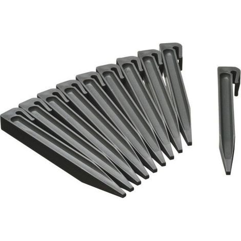 NATURE Lot de 10 ancres pour bordure de jardin - Polypropylene - Gris - H19,5 x 1,9 x 1,8 cm (1/5)