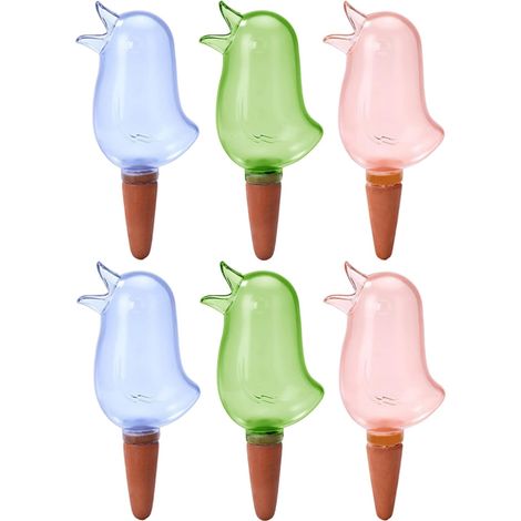 6pcs Automatic plante Waterer Auto-arrosing pics, insert en pot transparent en forme d'oiseau en 3 couleurs, irrigation goutte à goutte de 6, 5 × 2, 8 pouces pour les vacances et le jardin intérie (1/5)