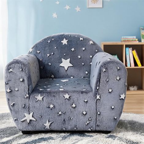 Fauteuil enfant velours étoiles phosphorescentes pour chambre (1/5)