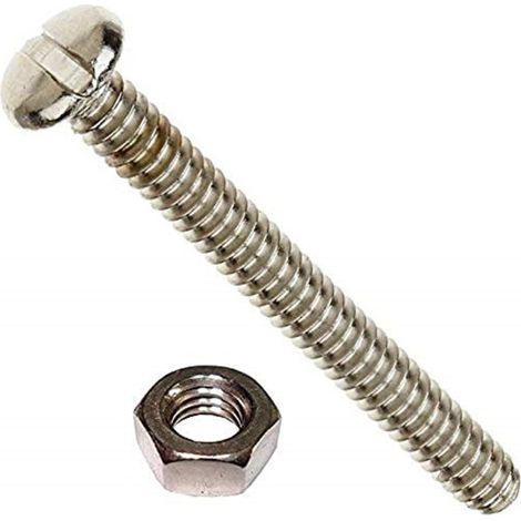 Vis d'assemblage à tête cylindrique/fente avec écrou plaquée au zinc brillant, Set de 50 Pièces (1/2)