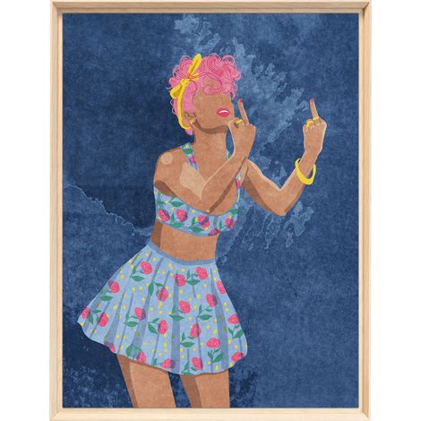 Tableau mural encadré femme rebelle 60x80 cm - Tableau Mural Décoratif - Image Encadrée Imprimée en HD - Impression 60x80 cm sur Fibres de Bois FSC - Finition Mate - Fabriqué en France