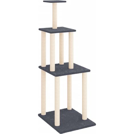 vidaXL Katzenbaum mit Sisal Kratzsäulen in Dunkelgrau 149 cm