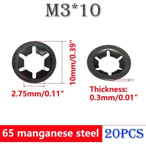 20 Stück Unterlegscheiben, Sicherungsscheiben, 3 mm Innendurchmesser, 10 mm Außendurchmesser, Innenscheiben, Sicherungsscheiben für Maschinen und Anlagen (1/5)