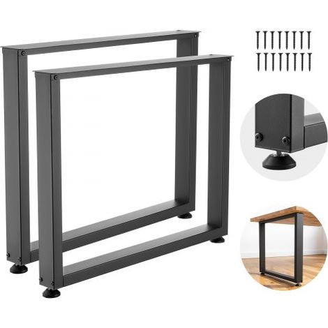Patas de Mesa Cuadradas de Acero al Carbono, Capacidad Máxima 1000 kg, 750 x 900 mm, Negro, Juego de 2 Patas con Kit de Herrajes para Banco de Trabajo, Muebles, Escritorio, Mesa de Bar y Oficina (1/5)