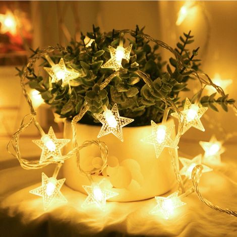 Guirlande Lumineuse Étoile - 300 cm - 20 LED - Alimentation USB ou Piles - Décoration Intérieure et Extérieure - 1 Pièce (1/5)