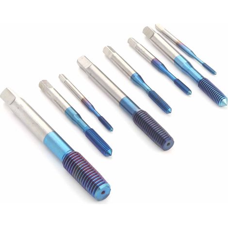Lot de 8 forets à filetage métrique bleus pour machines à machines : M2, M2.5, M3, M4, M5, M6, M8, M10 (1/5)