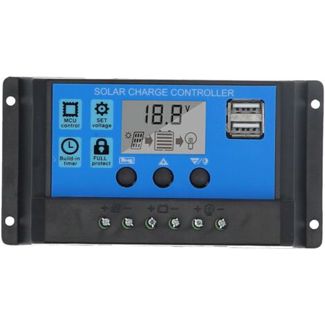 DEESSE SHOP-Contrleur de charge solaire MOS 10A 12V 24V 2 voies Contrleur de panneau solaire Régulateur de batterie PWM à 3 étages (1/5)
