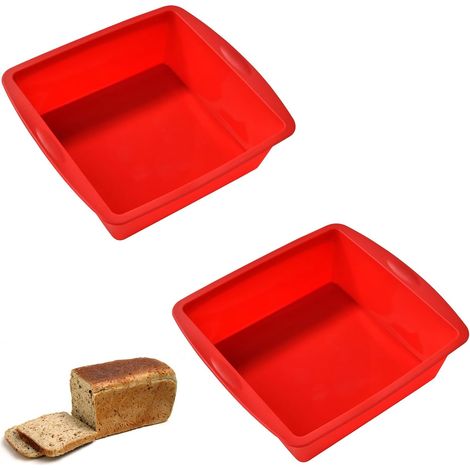 2 PCS Square Silicone Cake Moulds for Baking, Non-Stick Square Baking Tin Cake Pan for Cheesecake Bread Chocolate Pie, Durable Food-Grade Silicon Bakeware (1/5)