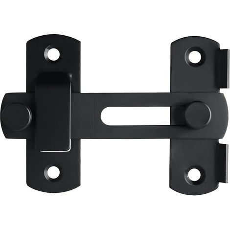 Verrou Porte Coulissante Serrure,loquet porte exterieur, Loquet Rabattable, Finition Noir Mat en Acier Inoxydable,Insert De Sécurité Résistant,pour Porte, Fenêtre (180 Degrés)