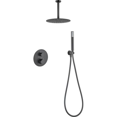 Set doccia termostatico incasso Palau finitura gun metal spazzolato [ IMEX® ]