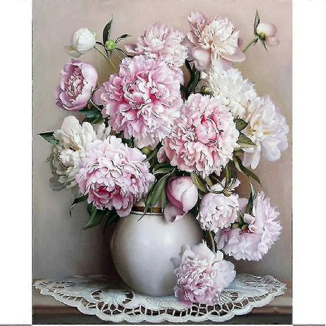 Peinture à l'huile numérique, tableau de fleurs peint à la main sur toile, décoration murale pour salon et maison (1/5)