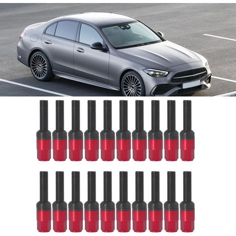 M141,5 Kegelradschraube aus Stahl und Aluminiumlegierung, Kegelsitz-Radschraube, Radmutter mit Kappe, Kugelkopfdurchmesser: 33 mm, Bolzendurchmesser: 45 mm, BMW kompatibel, rot (sehr schwer). (1/5)