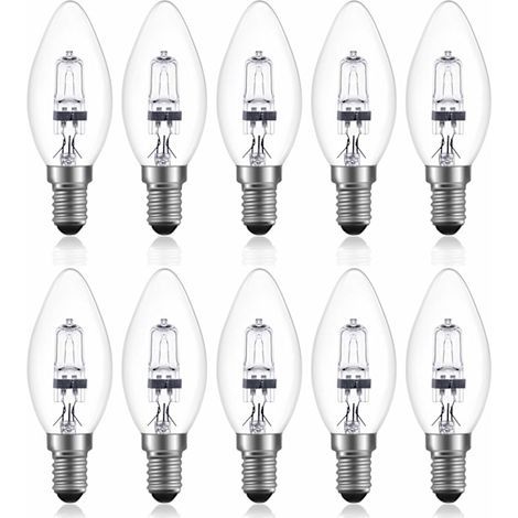 Lot de 10 ampoules halogènes E14 18W à intensité variable, blanc chaud 2700K, culot à vis Edison C35 (SES), remplace les ampoules LED 3-5W pour lustres (1/5)