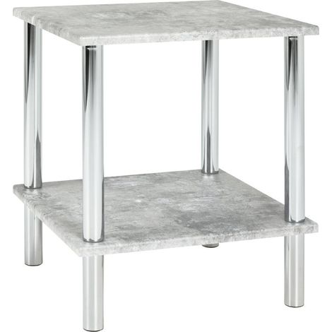 HAKU Möbel Tavolino cemento, cromo, MDF, metallo - Dim. L 39 cm x A 47 cm x P 39 cm, Stile Moderno