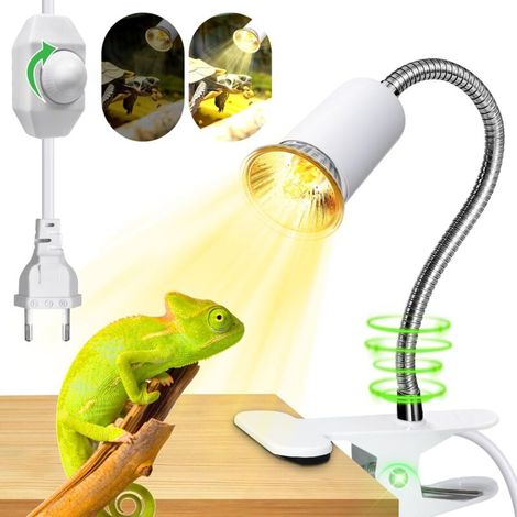 Ensemble de lampes chauffantes pour tortues et reptiles avec 2 ampoules UVA et UVB (25 W et 50 W respectivement), base longue, rotation à 360 degrés, blanc (1/5)