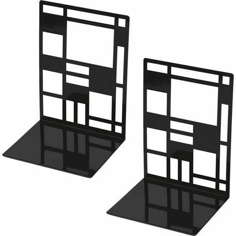 Set di fermalibri Ulisem, fermalibri in metallo, fermalibri neri, fermalibri di design, base antiscivolo per mensole, ideali per bambini, ufficio, scuola, soggiorno, libreria e biblioteca.