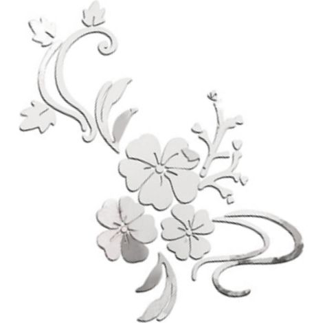 [Adhesivo de pared acrílico con efecto espejo] Adhesivo de pared acrílico 3D decorativo y removible en color plata, 120 x 90 cm, para baño, sala de estar u oficina, 1 unidad (1/5)