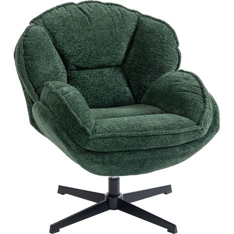 HOMCOM Accent Chair with Swivel for Living Room Dark Green