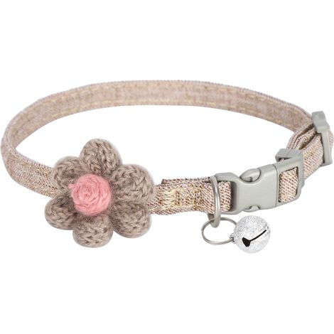 Collier de cochon pour animaux de compagnie, réglable, mignon, en polyester, avec fleur artificielle et couleur BellCoffee (1/5)
