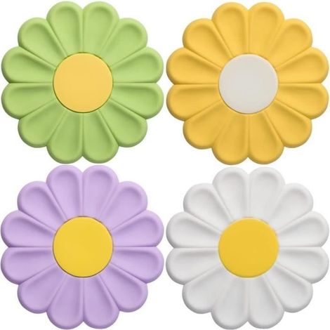 4 Dessous de Plat en Silicone Tapis de Dessous de Plat Support de Pot Résistant à la Chaleur Antidérapant pour Cuisine Casseroles (1/4)