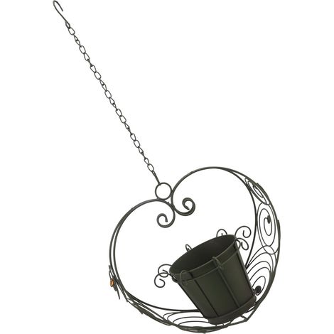 Panier suspendu, pot de fleurs, crochet en fer, support pour plantes suspendues en forme de cœur pour jardin, cour ou terrasse.
