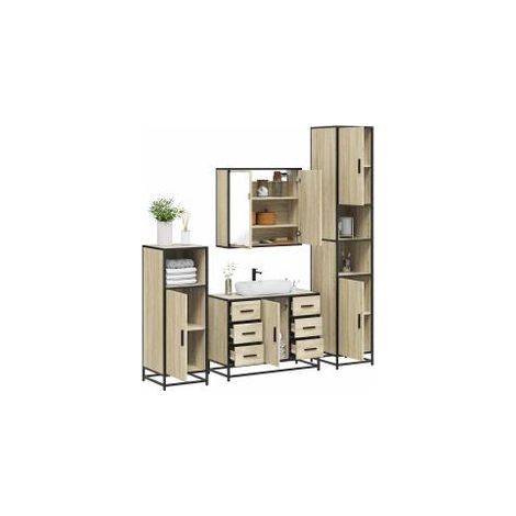 Ensemble de meubles de salle de bain 4 pcs chêne sonoma (1/5)