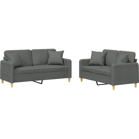 Maison Exclusive - Ensemble de canapés 2 pcs coussins gris foncé tissu (1/5)