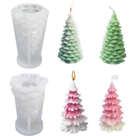 2 Moules en Silicone Sapin de Noël, Coulée de Bougies DIY et Décorations pour l’Automne et Noël (1/5)