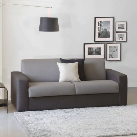 Talamo Italia Divano Letto Alena, Divano a 2 posti, 100% Made in Italy, Sofà Soggiorno con apertura girevole, in tessuto imbottito, con Braccioli slim, Cm 160x95h90, Grigio e Antracite, con imballo ri (1/5)