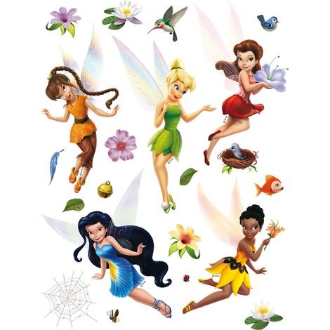 sticker mural Fées vert, jaune, rouge et bleu  - Disney (1/2)