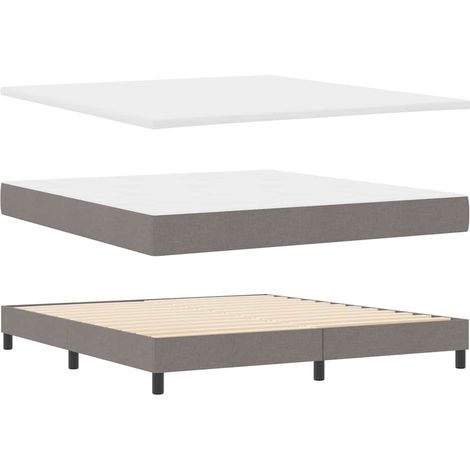 Lit boxspring avec matelas Taupe 180 x 200 cm tissu (1/5)