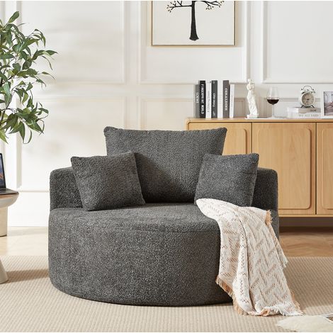 Fauteuil modulable gris en chenille sans montage avec coussin cylindrique (1/5)